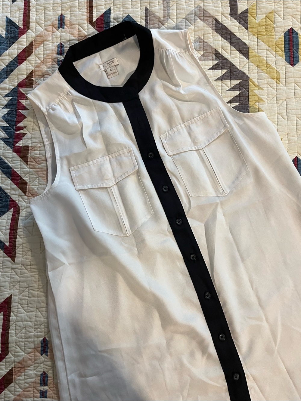 J. Crew Black and White Sleeveless Blouse